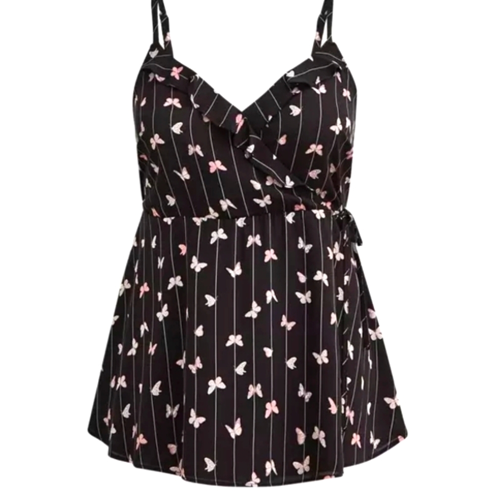 Torrid Black Dress with Pink Butterfly Print